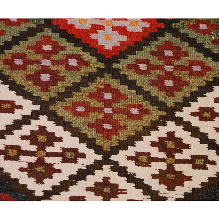 Early 20th Century Perisan Saveh Kilim Runner For Sale