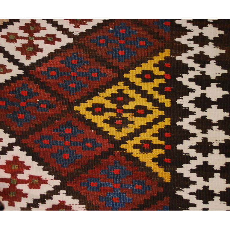 Early 20th Century Perisan Saveh Kilim Runner For Sale