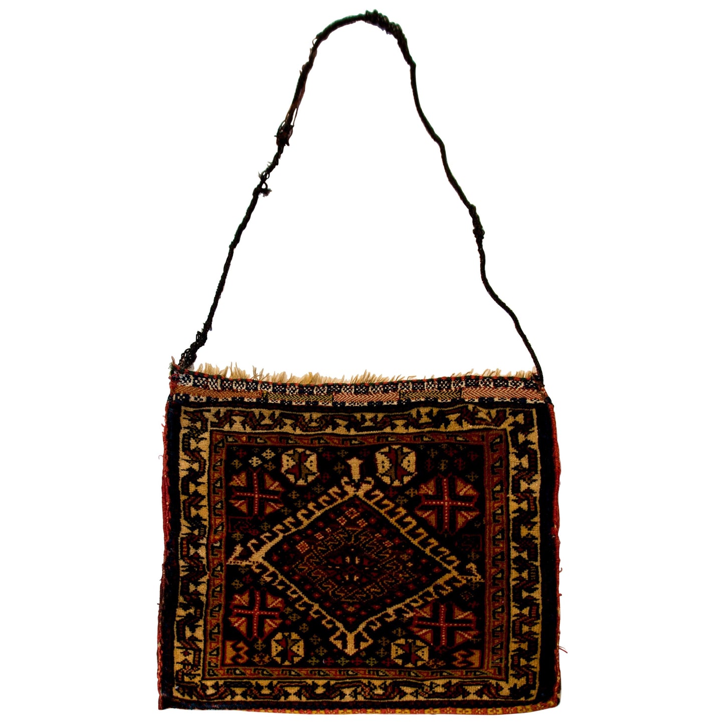 Early 20th Century Antique Ghasghaei Shepherd's Bag For Sale