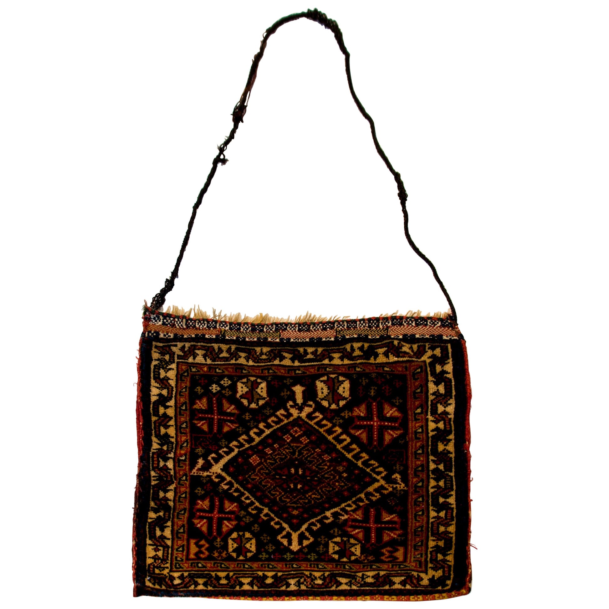 Early 20th Century Antique Ghasghaei Shepherd's Bag For Sale