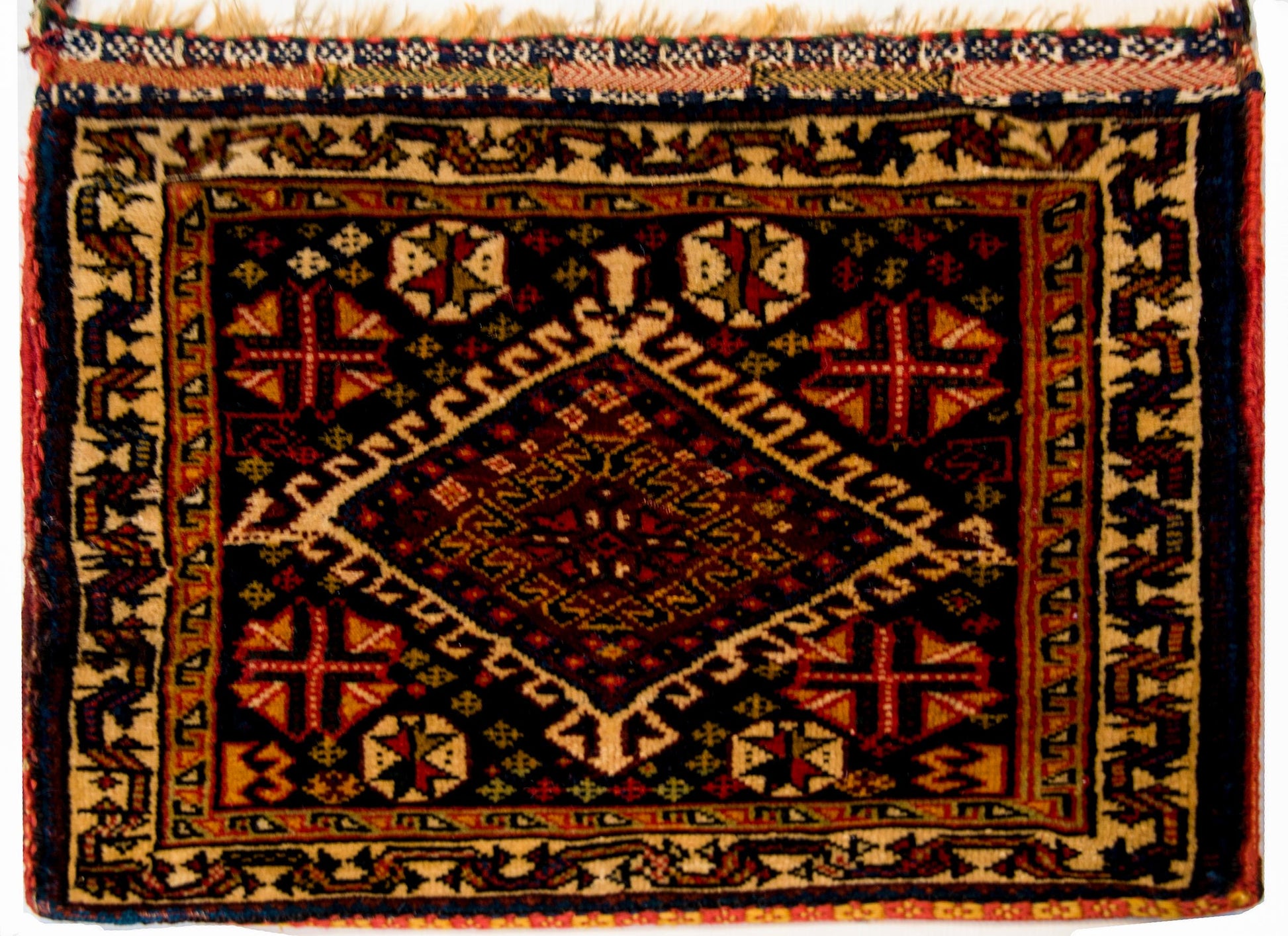 Early 20th Century Antique Ghasghaei Shepherd's Bag For Sale