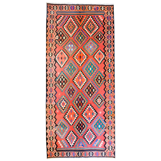 Early 20th Century Qazvin Kilim Runner For Sale