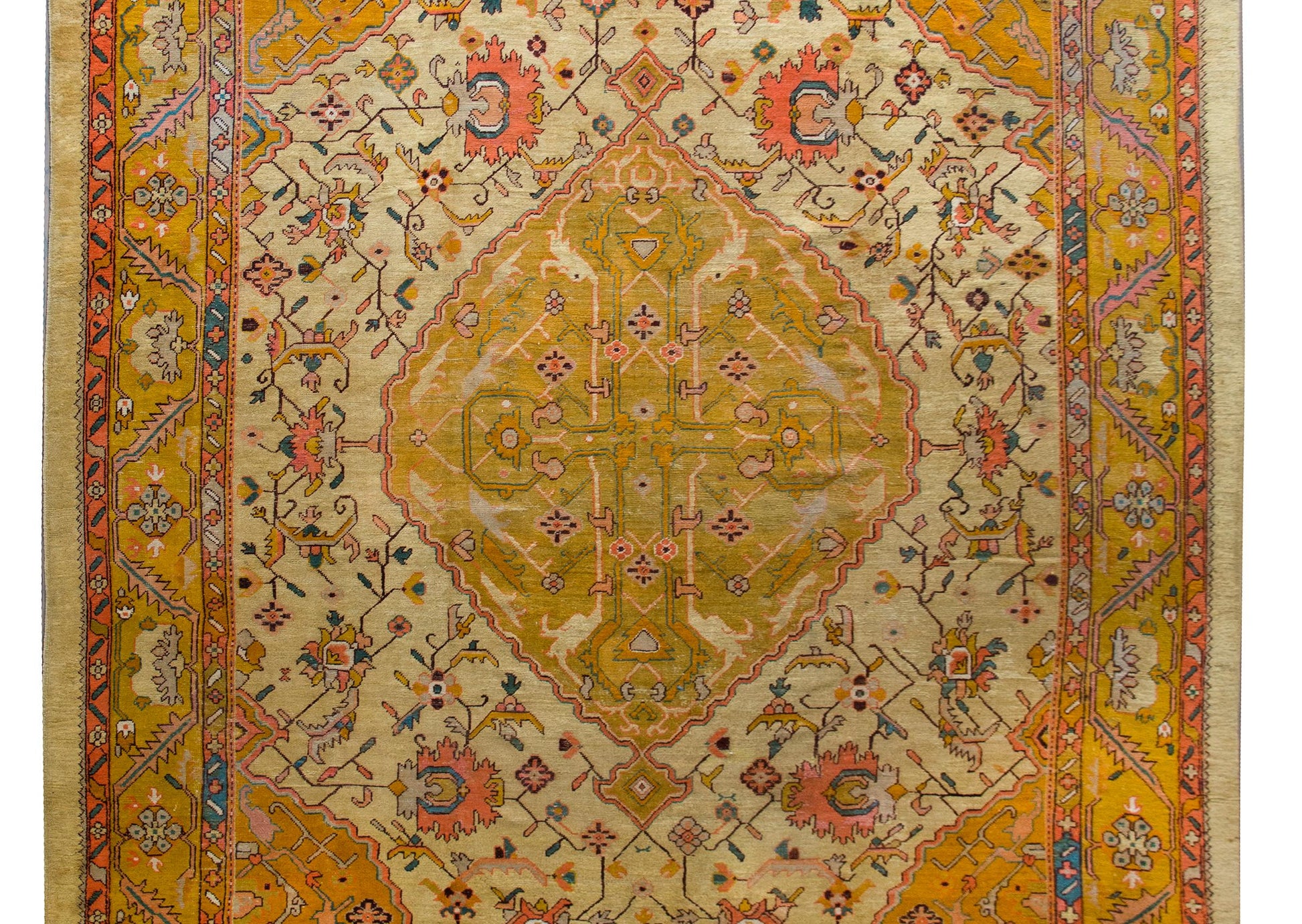 Early 20th Century Turkish Oushak Rug For Sale