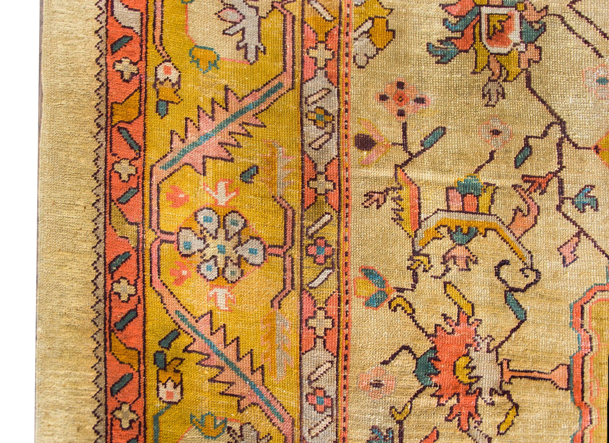 Early 20th Century Turkish Oushak Rug For Sale