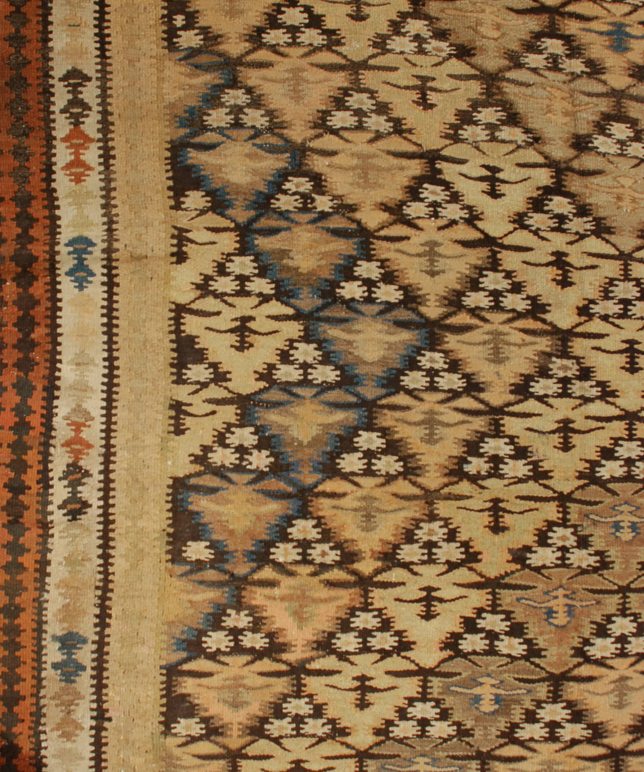 Early 20th Century Qazvin Kilim Runner For Sale