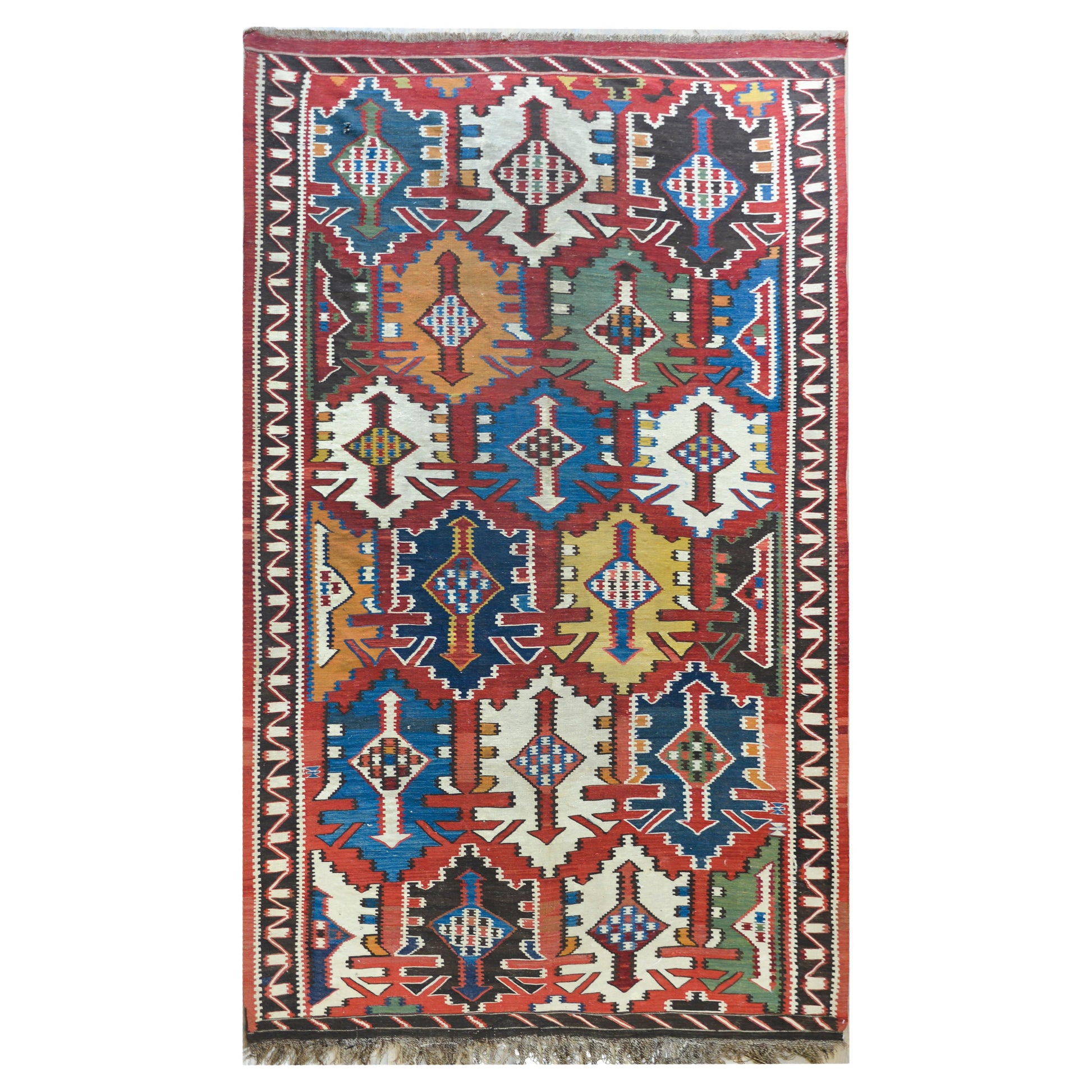 Early 20th Century Kuba Kilim Rug For Sale