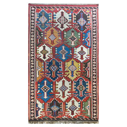 Early 20th Century Kuba Kilim Rug For Sale