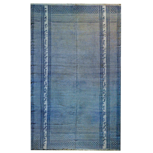 Gorgeous Vintage Blue and White Yadz Kilim Rug For Sale
