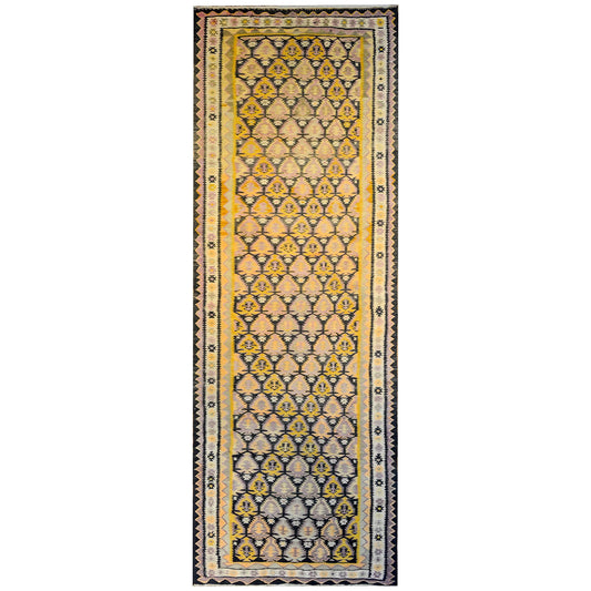 Amazing Mid-20th Century Persian Qazvin Kilim Runner For Sale