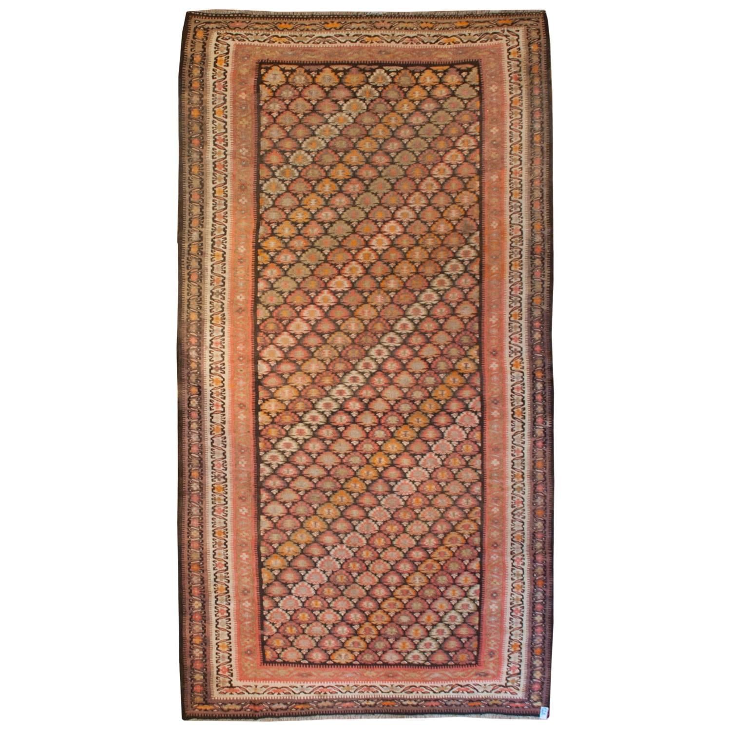 Outstanding Early 20th Century Qazvin Kilim Runner For Sale
