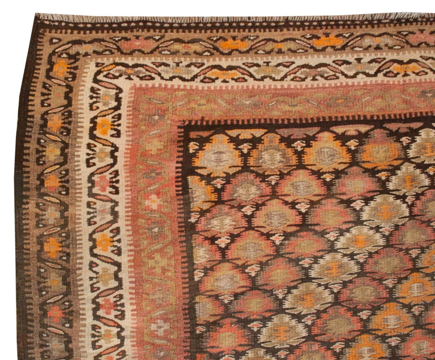 Outstanding Early 20th Century Qazvin Kilim Runner For Sale