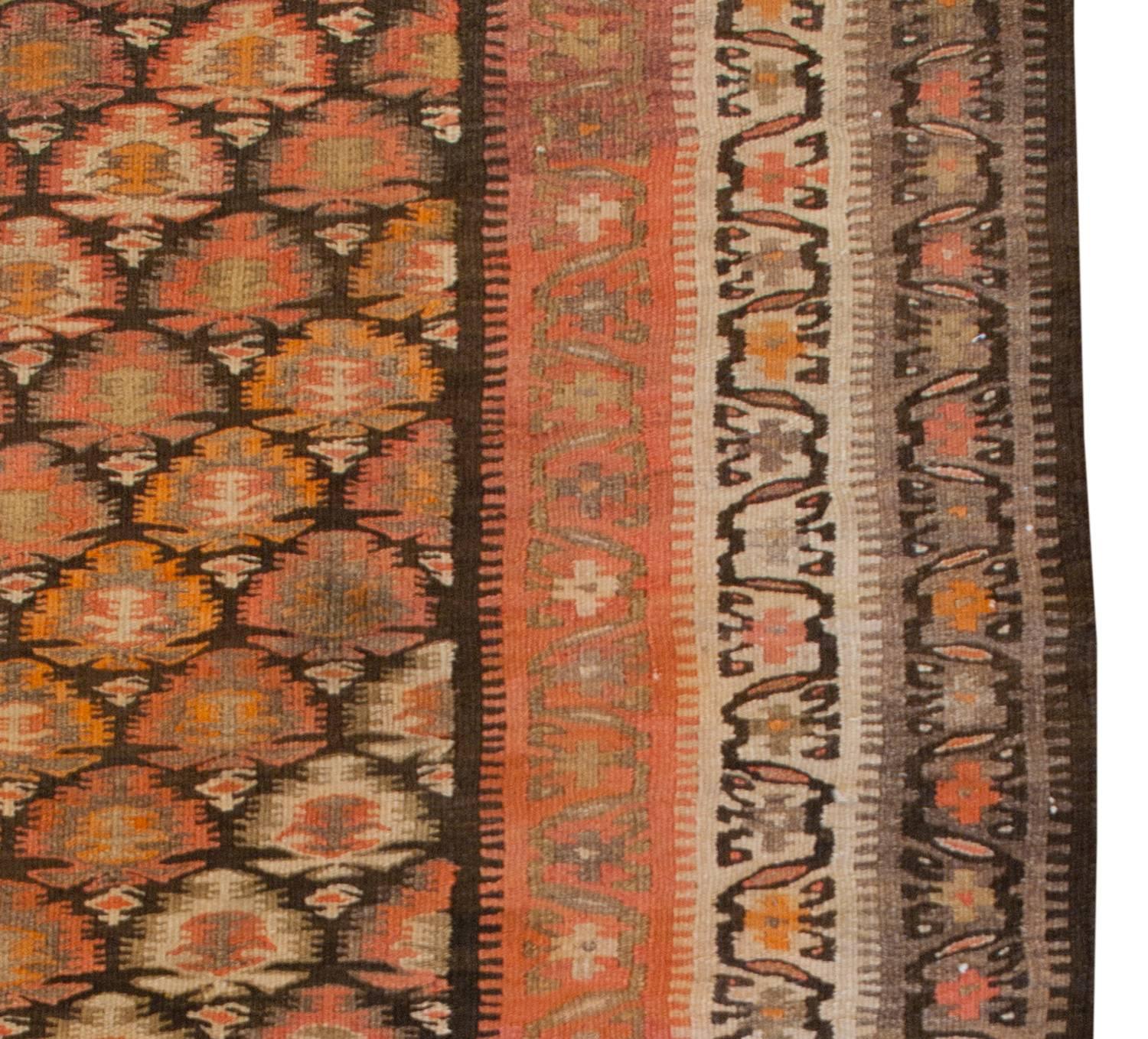 Outstanding Early 20th Century Qazvin Kilim Runner For Sale
