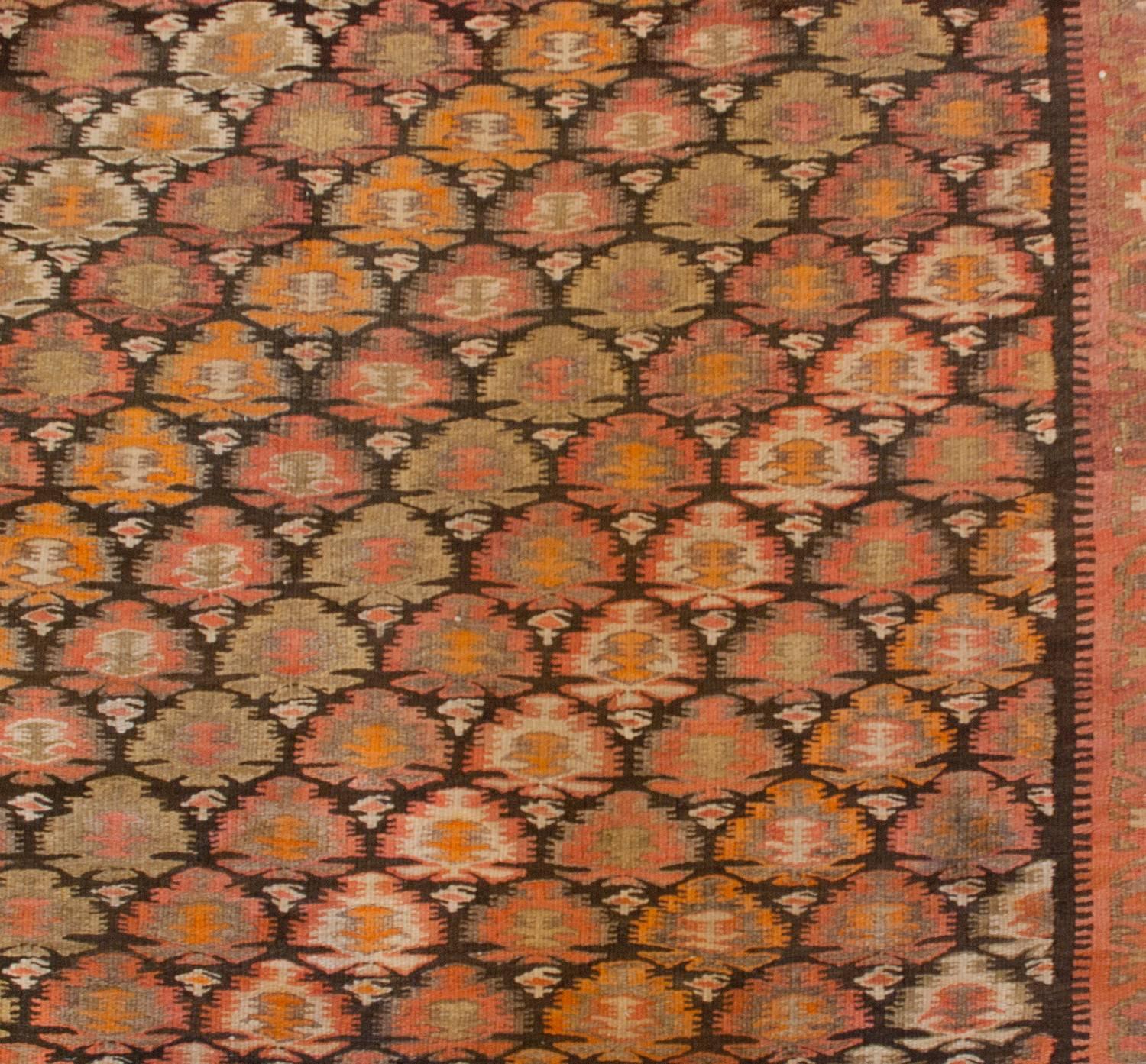 Outstanding Early 20th Century Qazvin Kilim Runner For Sale