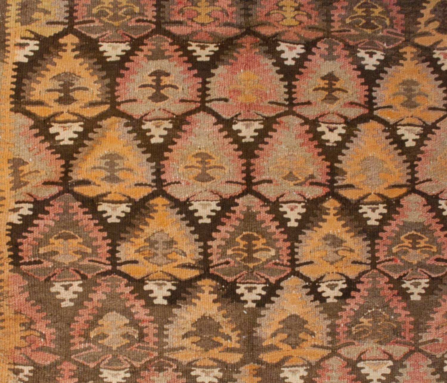 Wonderful Early 20th Century Qazvin Kilim Runner For Sale