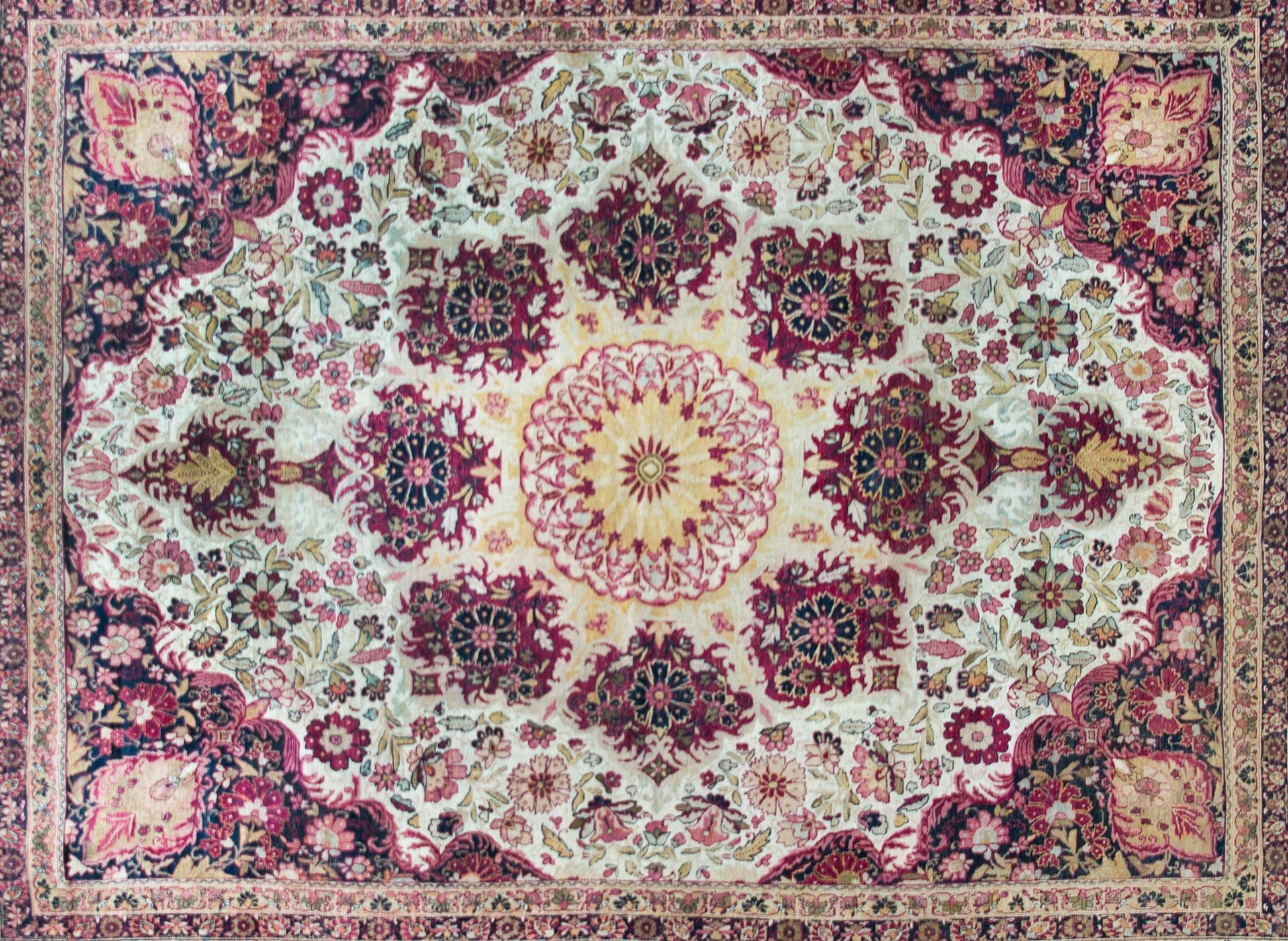 Early 20th Century Persian Lavar Kirman Rug For Sale