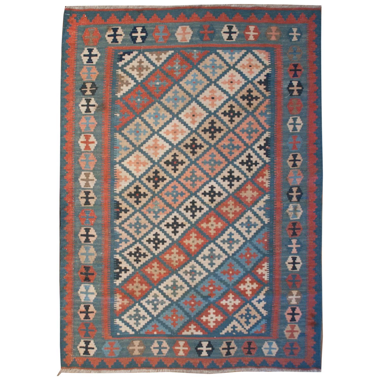 Wonderful Early 20th Century Shahsavan Kilim Rug For Sale