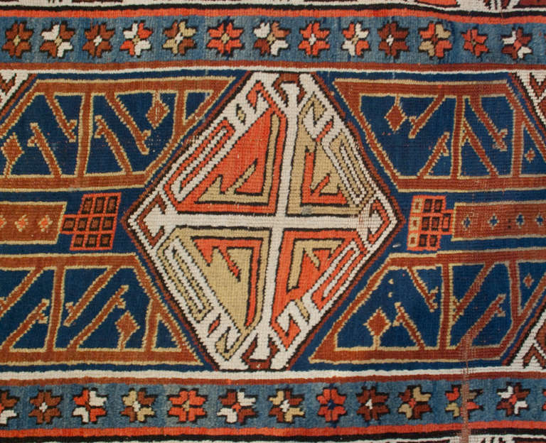 19th Century Kazak Runner For Sale