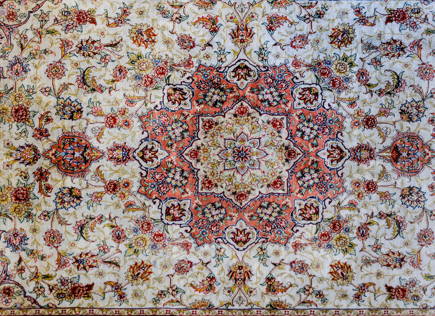 Incredible Vintage Egyptian Silk Tabriz-Style Rug For Sale