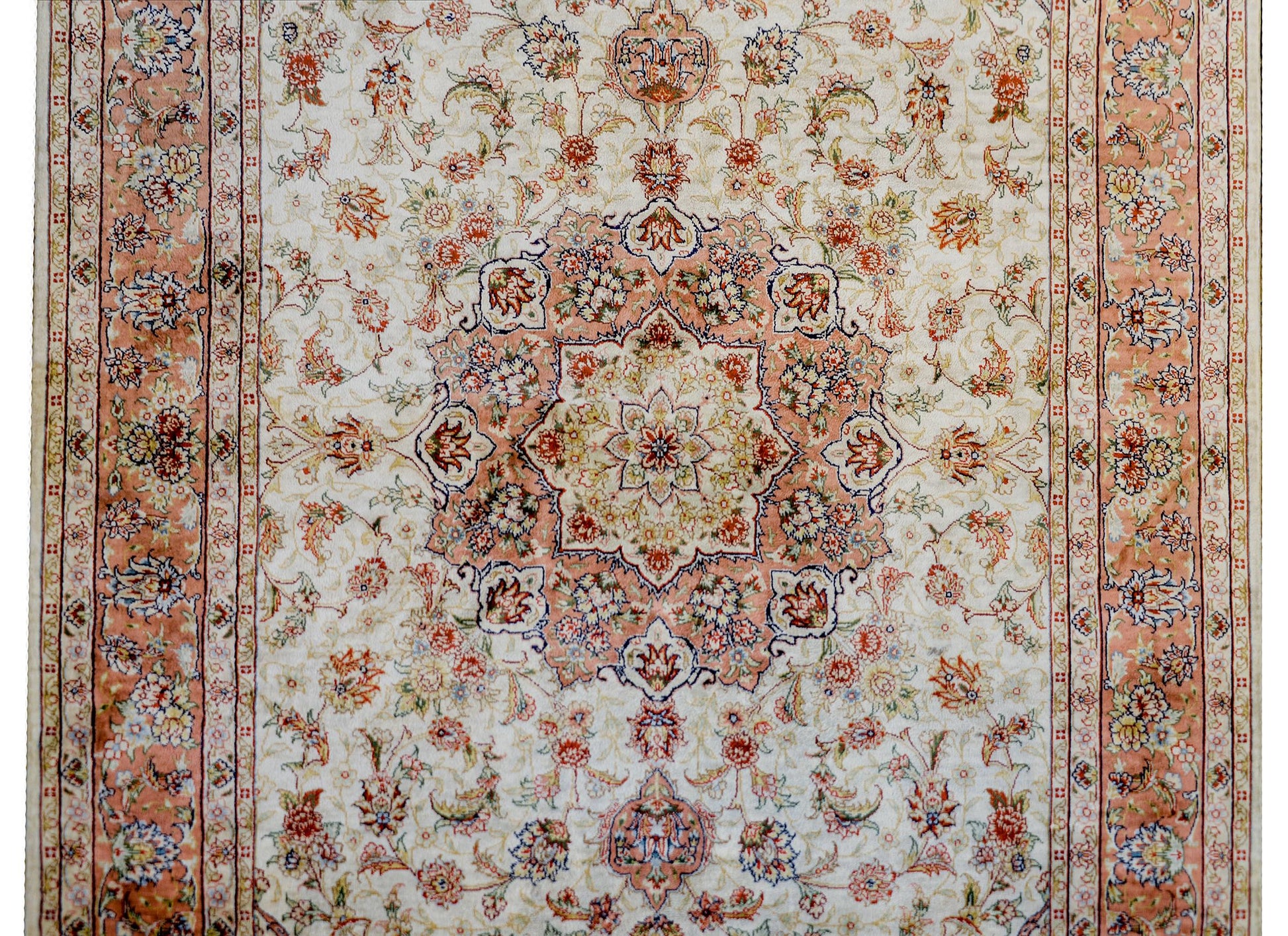 Incredible Vintage Egyptian Silk Tabriz-Style Rug For Sale