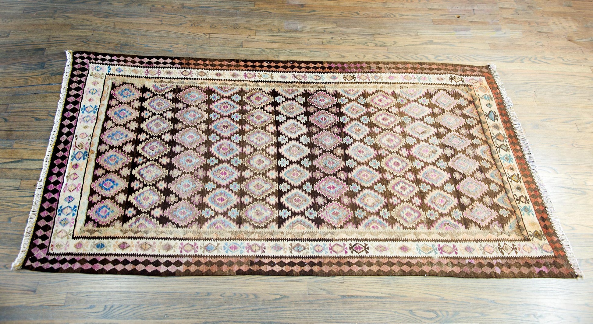 Early 20th Century Persian Qazvin Kilim For Sale