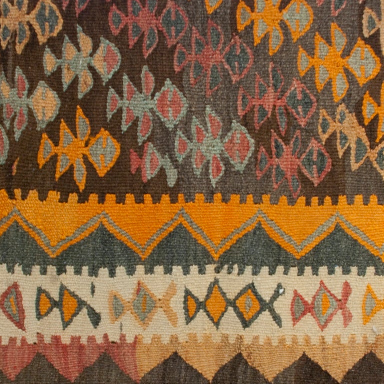 Early 20th Century Ghazvin Kilim Carpet Runner For Sale