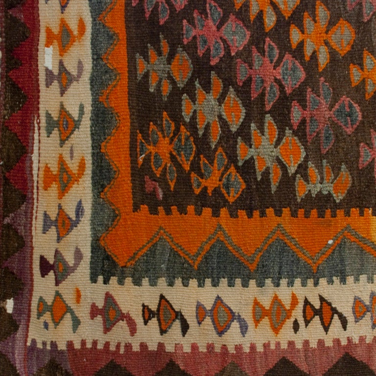 Early 20th Century Ghazvin Kilim Carpet Runner For Sale