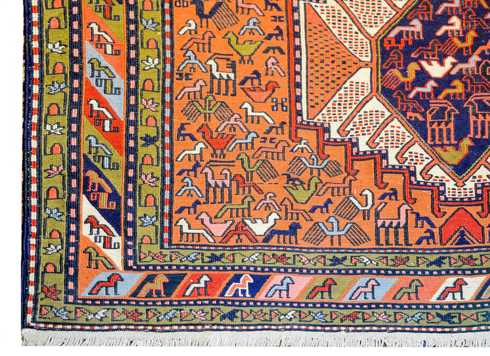 Whimsical Early 20th Century Sumak Rug For Sale