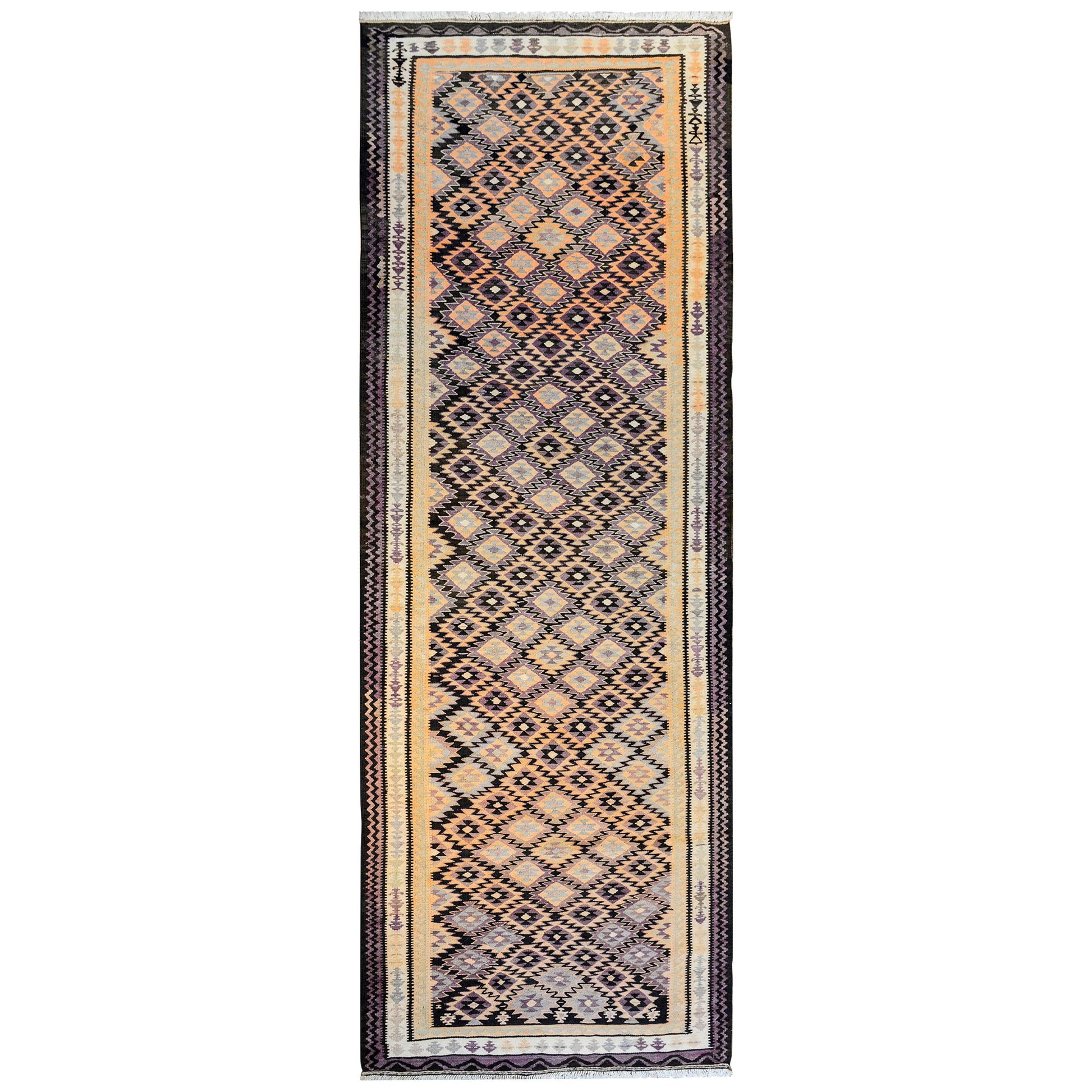 Fantastic Early 20th Century Qazvin Kilim Runner For Sale