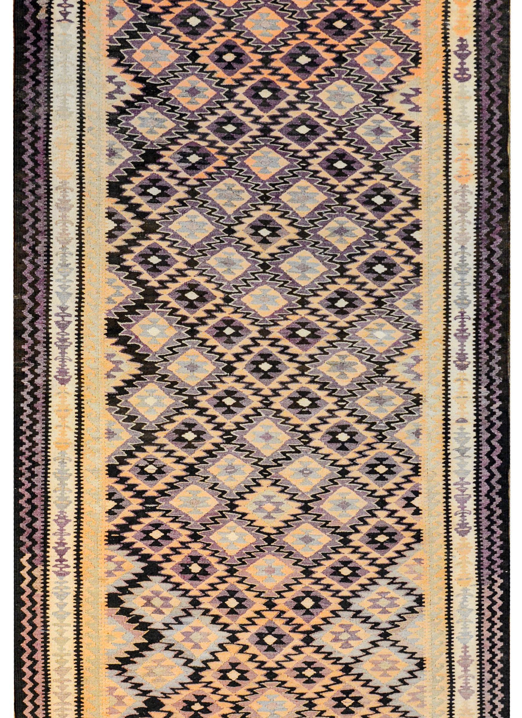 Fantastic Early 20th Century Qazvin Kilim Runner For Sale