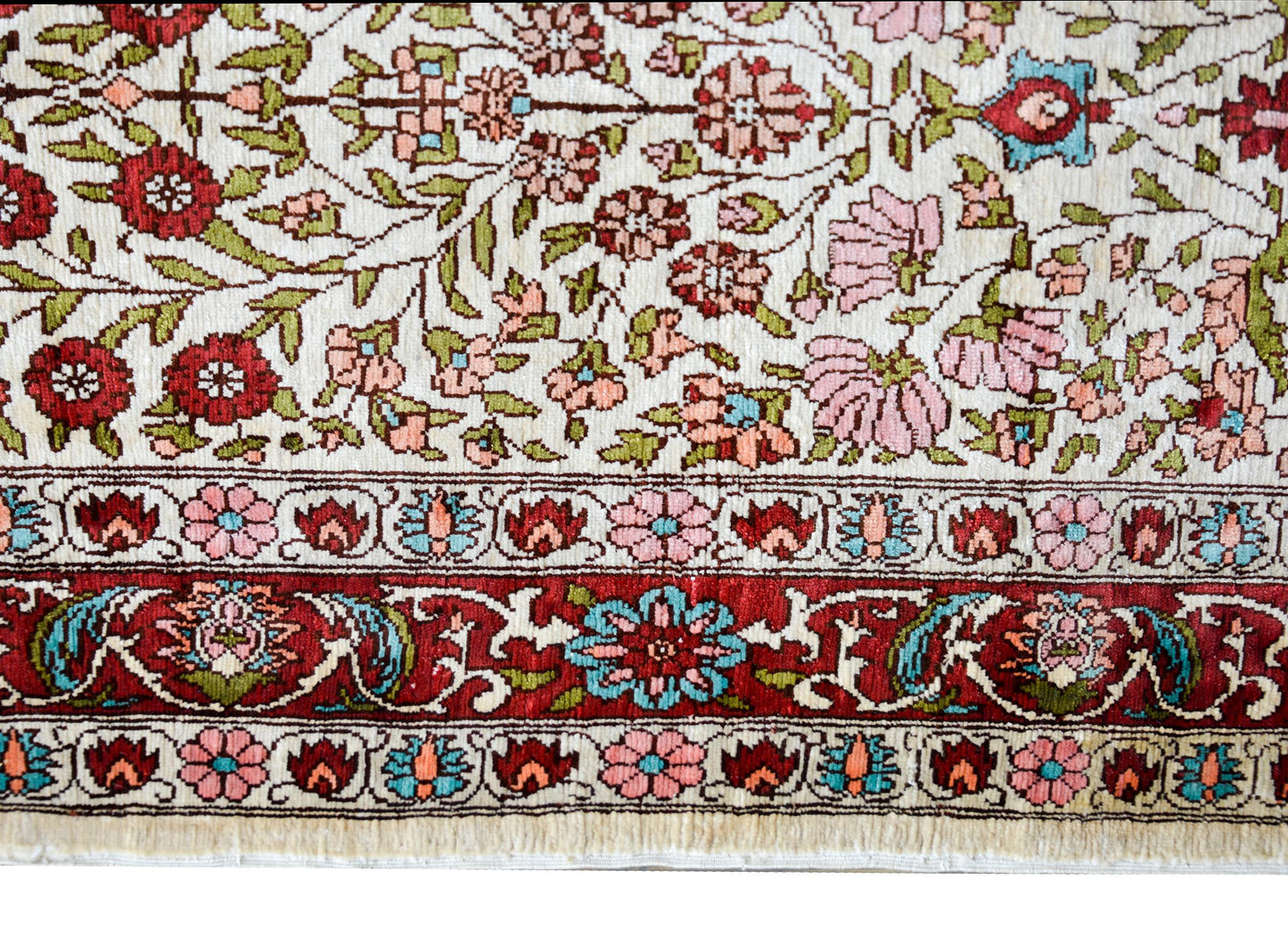 Vintage Turkish Silk Hereke Rug For Sale