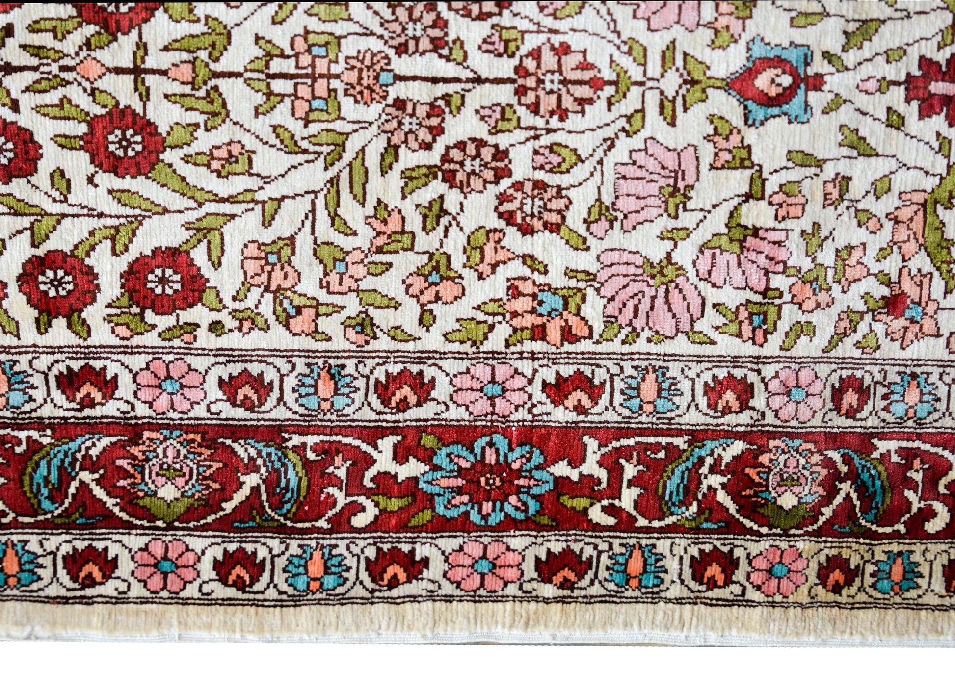 Vintage Turkish Silk Hereke Rug For Sale