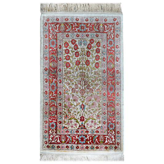 Vintage Turkish Silk Hereke Rug For Sale