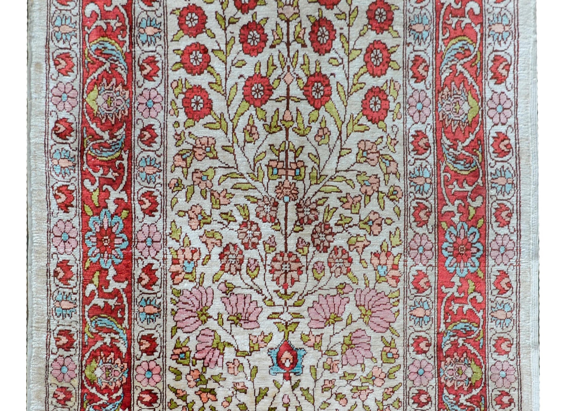 Vintage Turkish Silk Hereke Rug For Sale