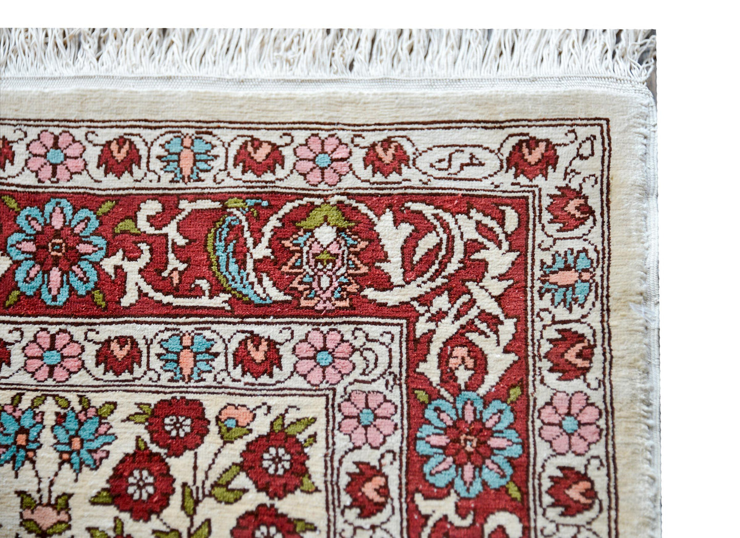 Vintage Turkish Silk Hereke Rug For Sale