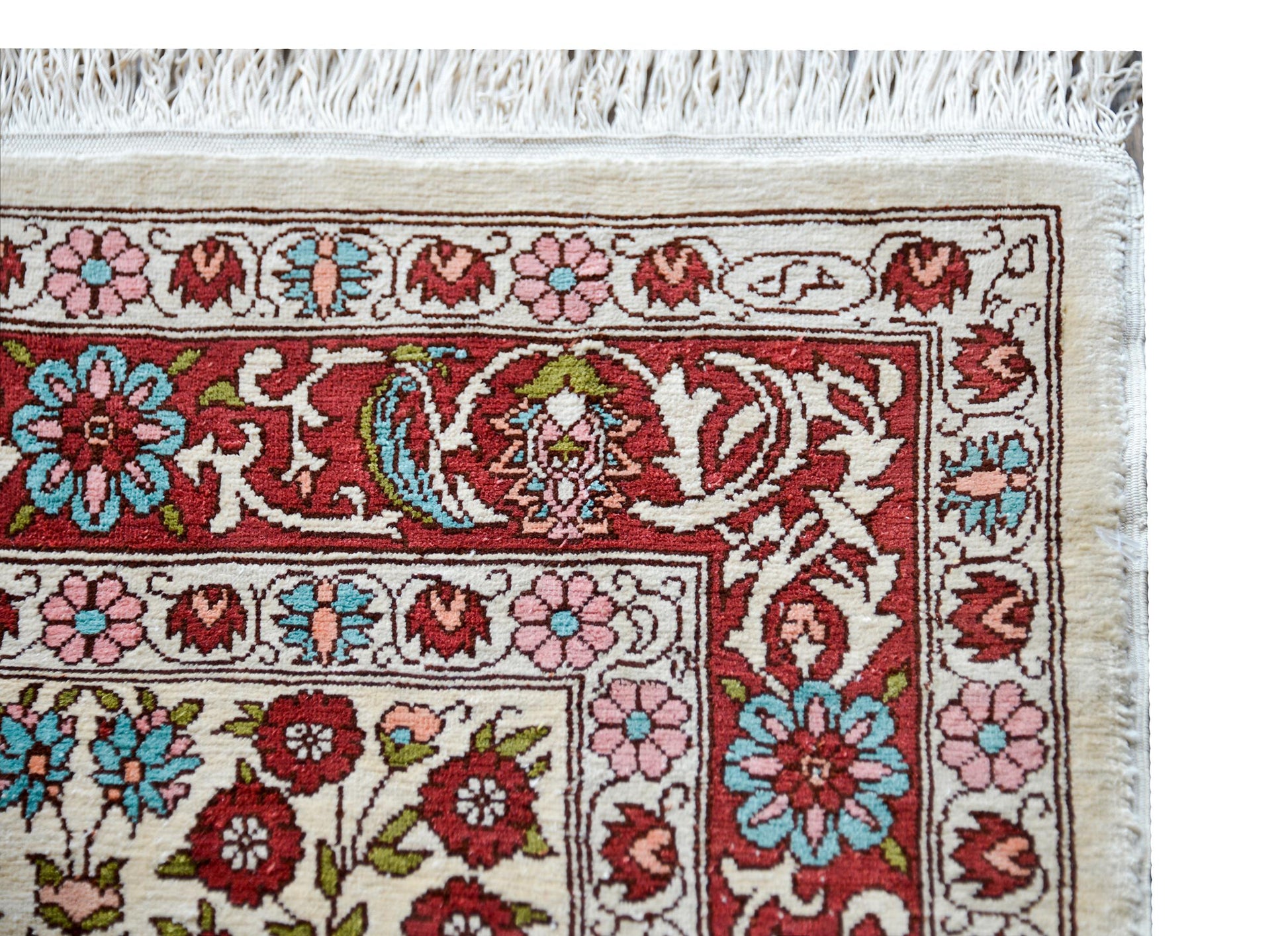 Vintage Turkish Silk Hereke Rug For Sale