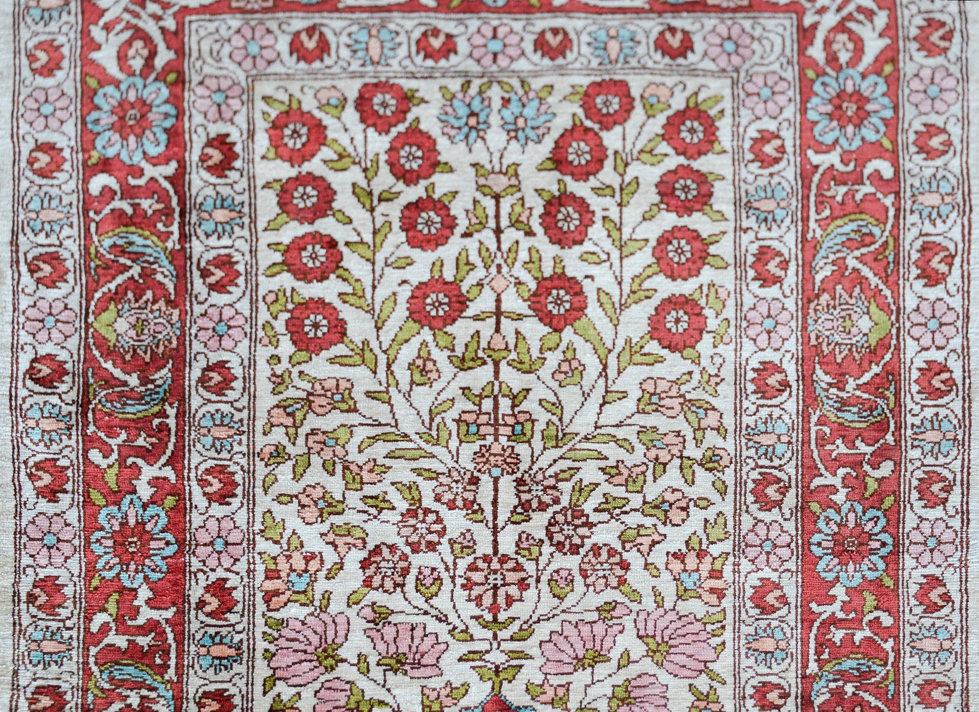 Vintage Turkish Silk Hereke Rug For Sale