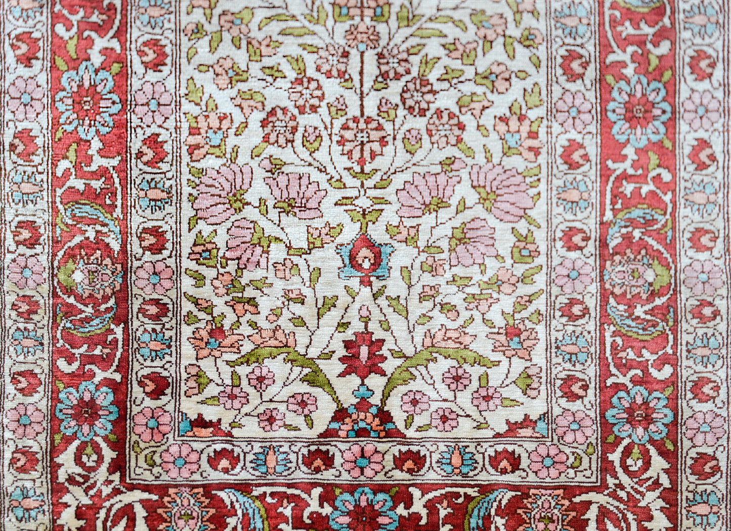 Vintage Turkish Silk Hereke Rug For Sale