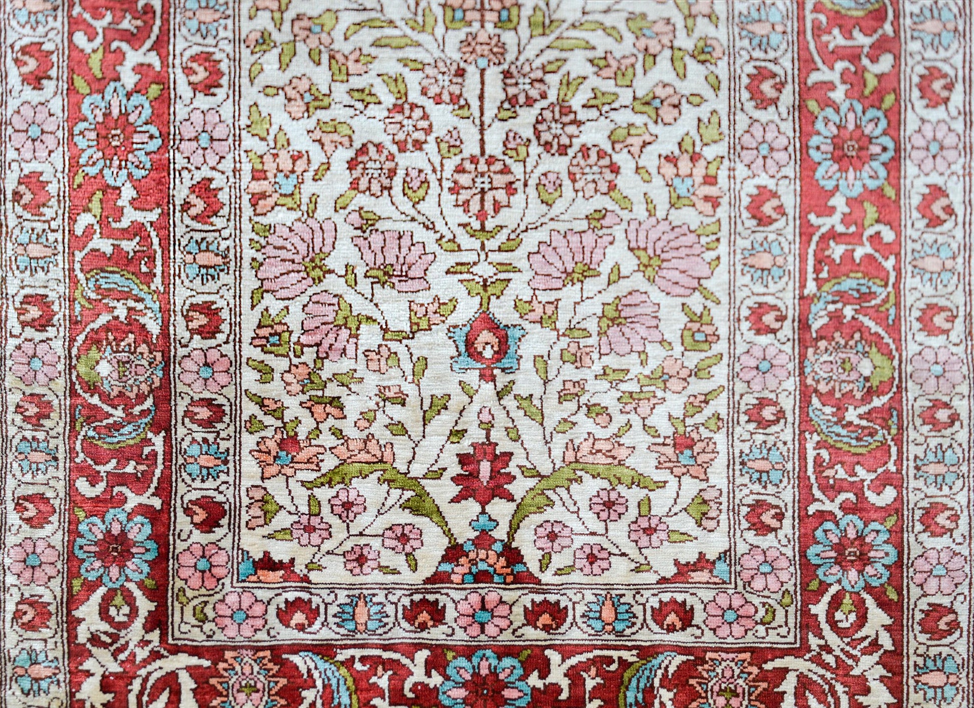 Vintage Turkish Silk Hereke Rug For Sale