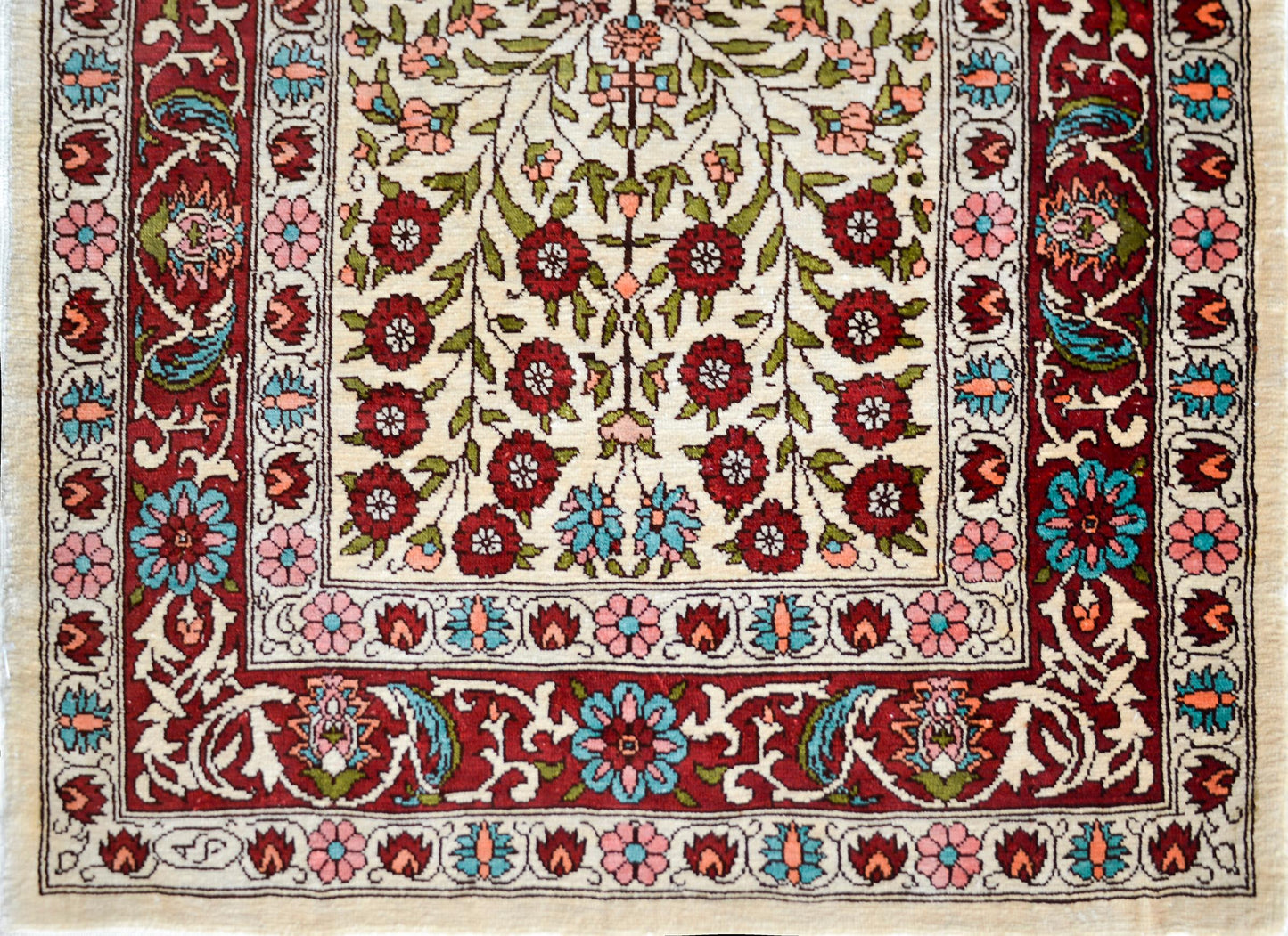 Vintage Turkish Silk Hereke Rug For Sale