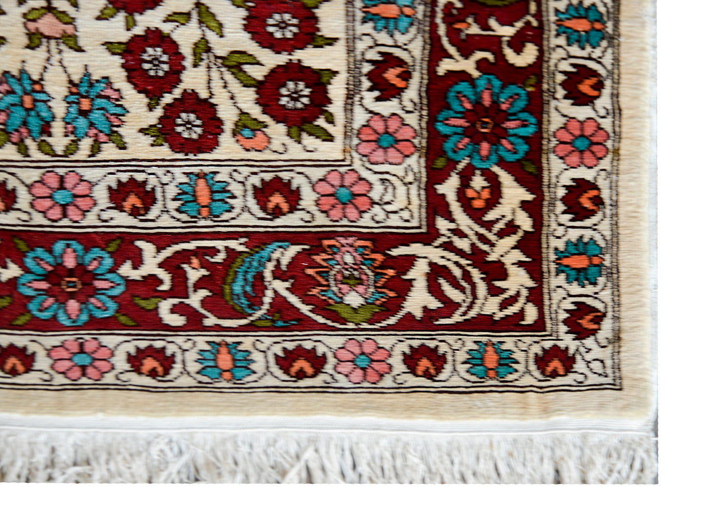 Vintage Turkish Silk Hereke Rug For Sale