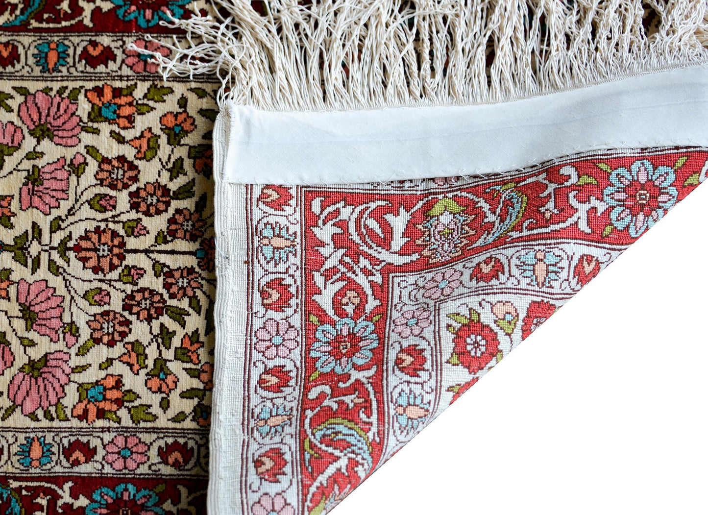 Vintage Turkish Silk Hereke Rug For Sale