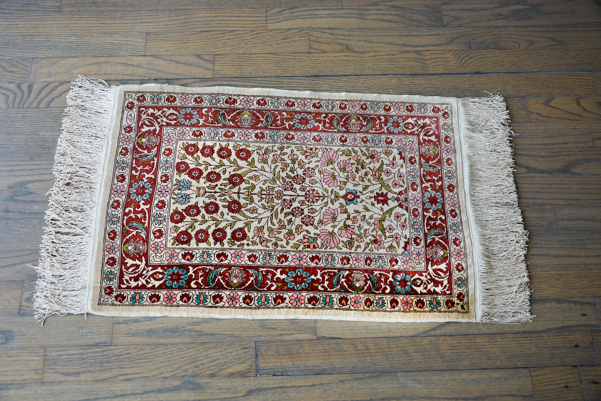 Vintage Turkish Silk Hereke Rug For Sale
