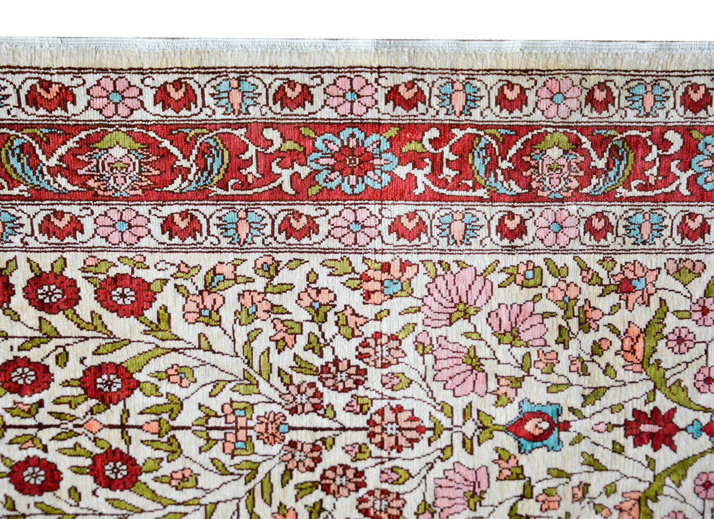 Vintage Turkish Silk Hereke Rug For Sale