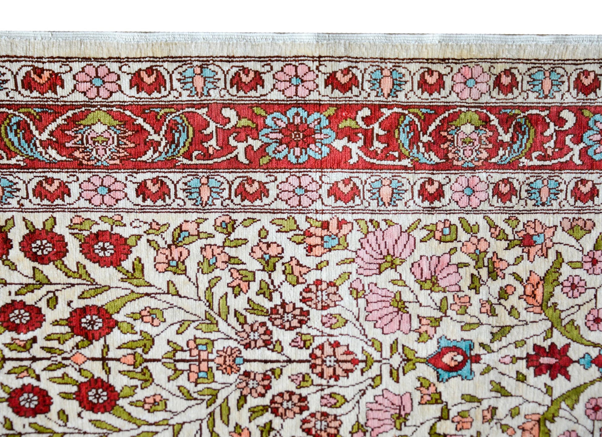 Vintage Turkish Silk Hereke Rug For Sale